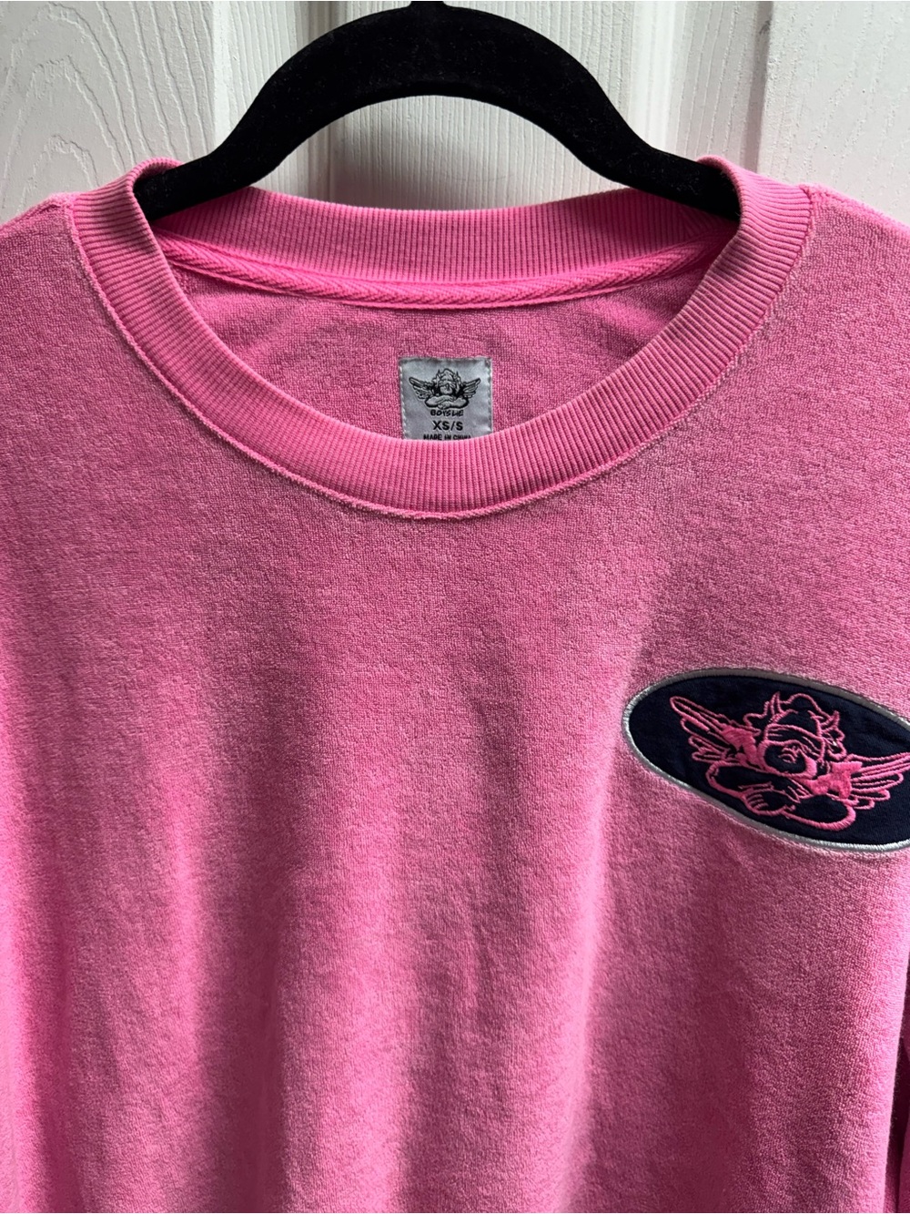 EUC BOYS. LIE PINK TERRY CREWNECK SZ XS/S